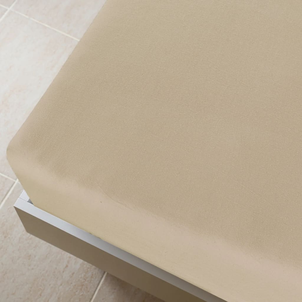 Jersey Fitted Sheet Taupe 90x200 cm Cotton