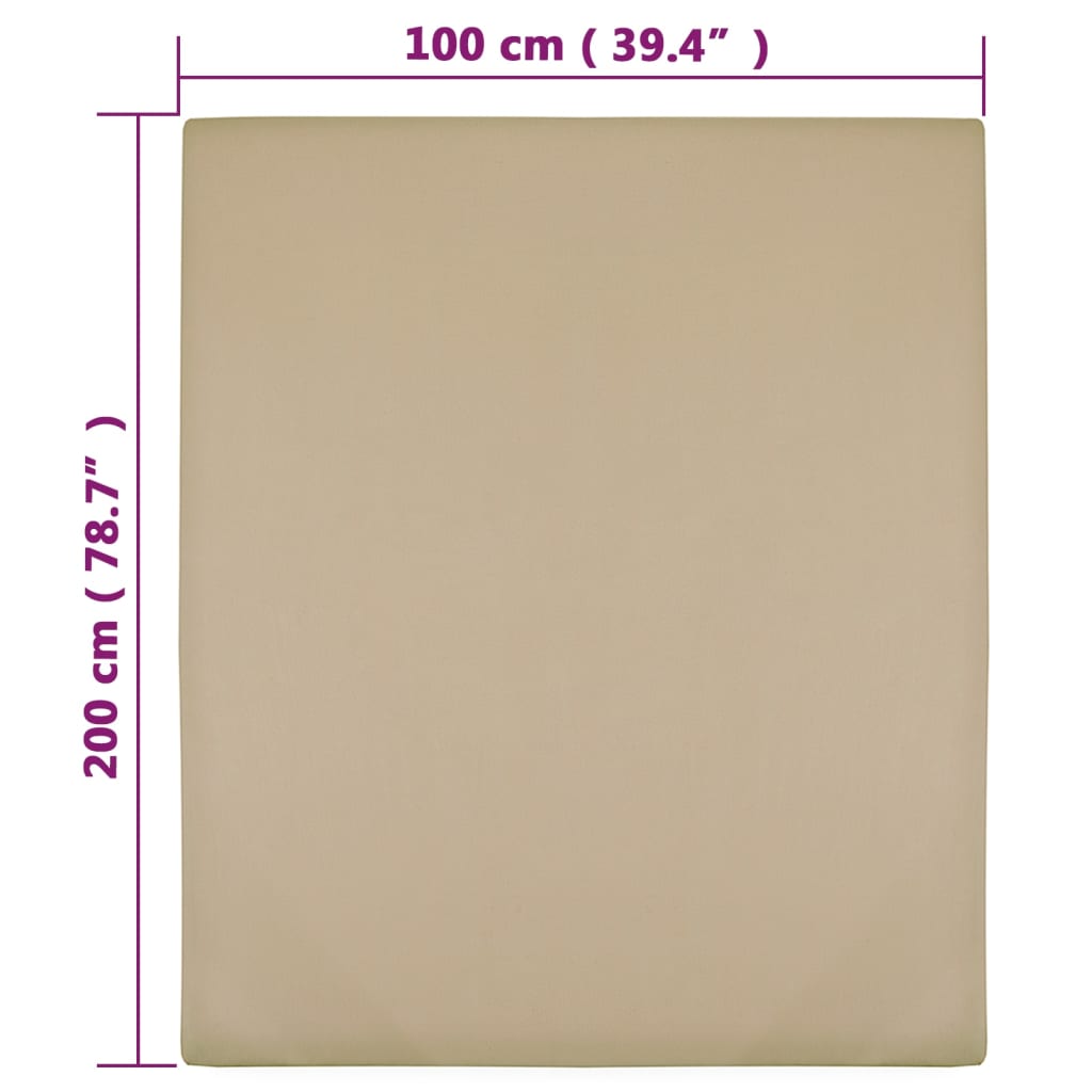 Jersey Fitted Sheets 2 pcs Taupe 100x200 cm Cotton