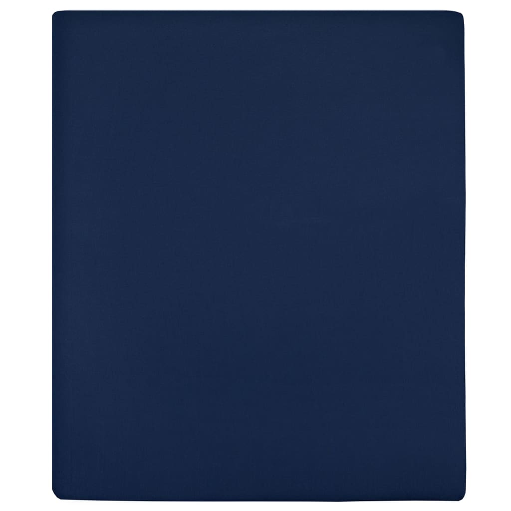 Jersey Fitted Sheets 2 pcs Navy Blue 100x200 cm Cotton