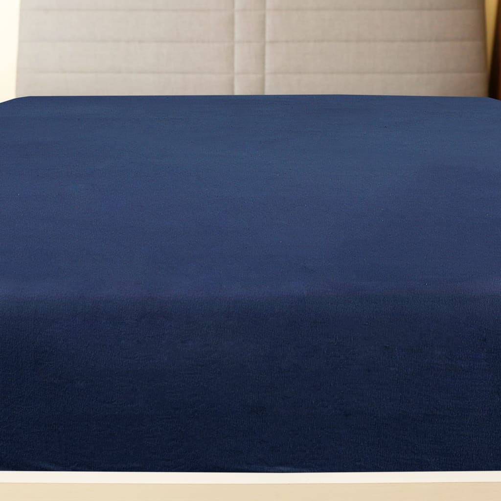 Jersey Fitted Sheets 2 pcs Navy Blue 100x200 cm Cotton