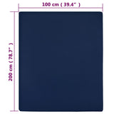 Jersey Fitted Sheets 2 pcs Navy Blue 100x200 cm Cotton