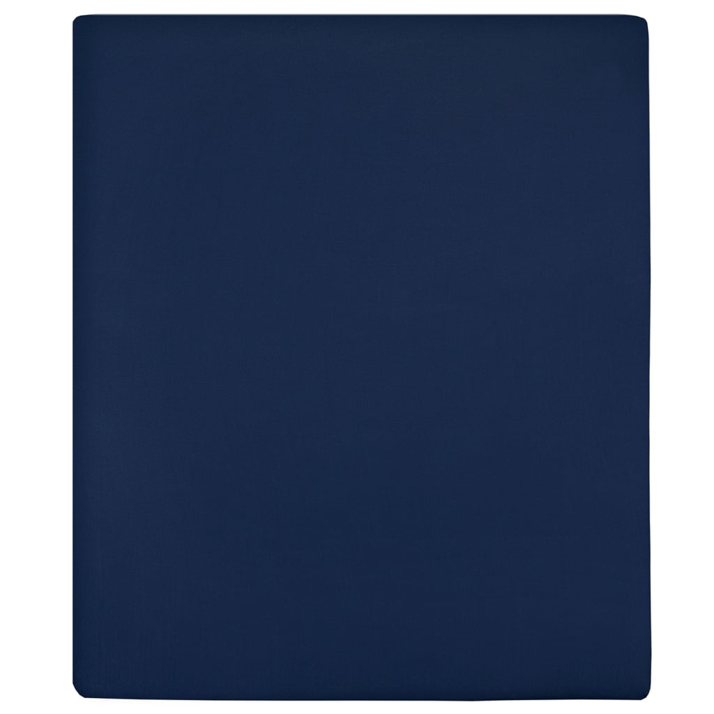 Jersey Fitted Sheets 2 pcs Navy Blue 140x200 cm Cotton