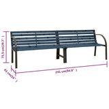 Twin Garden Bench 241 cm Chinese Fir Wood Grey