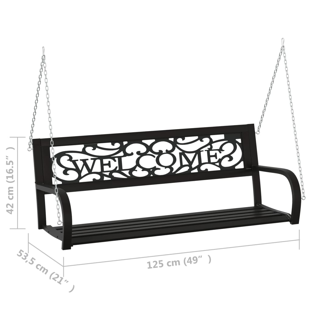 Garden Swing Bench 125 cm Steel and Plastic Black