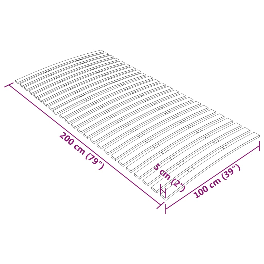 Slatted Bed Base with 24 Slats 100x200 cm