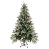 Christmas Tree with Pine Cones Green and White 120 cm PVC&PE