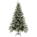 Christmas Tree with Pine Cones Green and White 195 cm PVC&PE