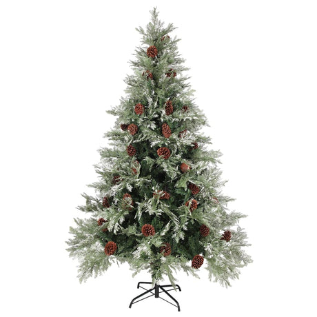 Pre-lit Christmas Tree with Pine Cones Green&White 120 cm PVC&PE