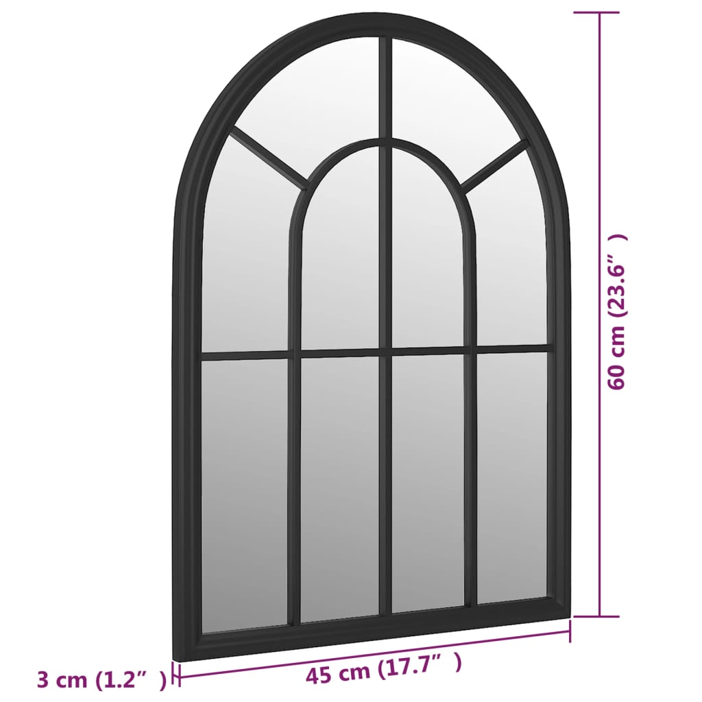 Garden Mirror Black 60x45 cm Iron for Outdoor Use