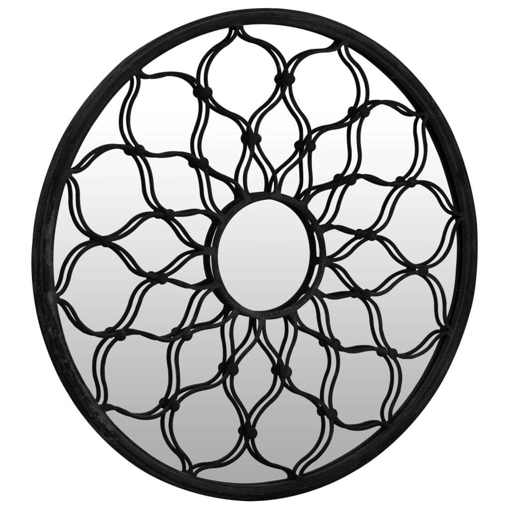 Garden Mirror Black 60x3 cm Iron Round for Outdoor Use