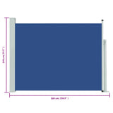 Patio Retractable Side Awning 140x500 cm Blue