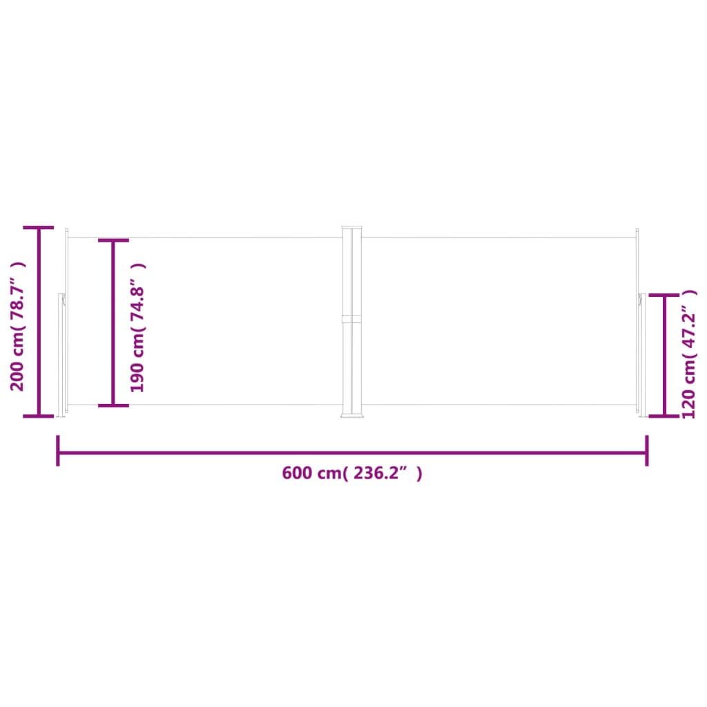 Retractable Side Awning Anthracite 200x600 cm