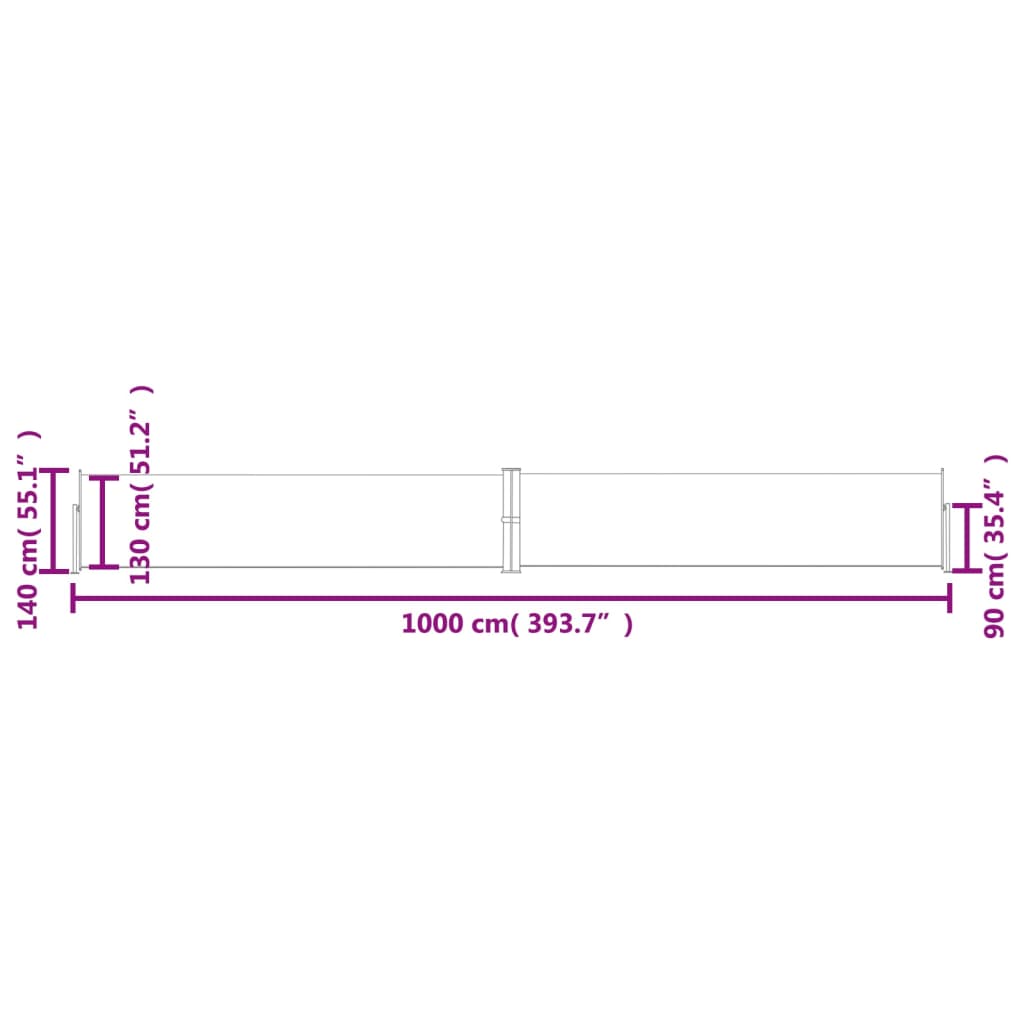 Retractable Side Awning Red 140x1000 cm