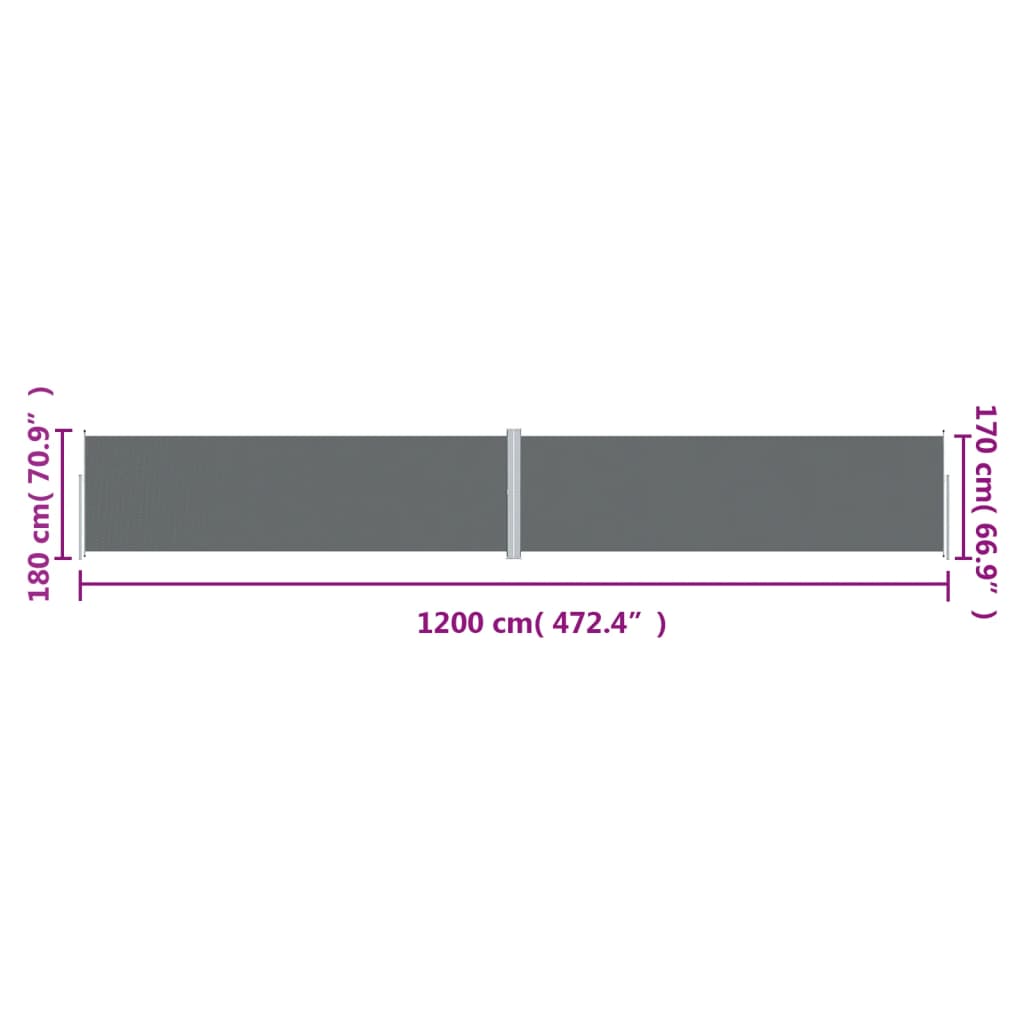 Retractable Side Awning Anthracite 180x1200 cm