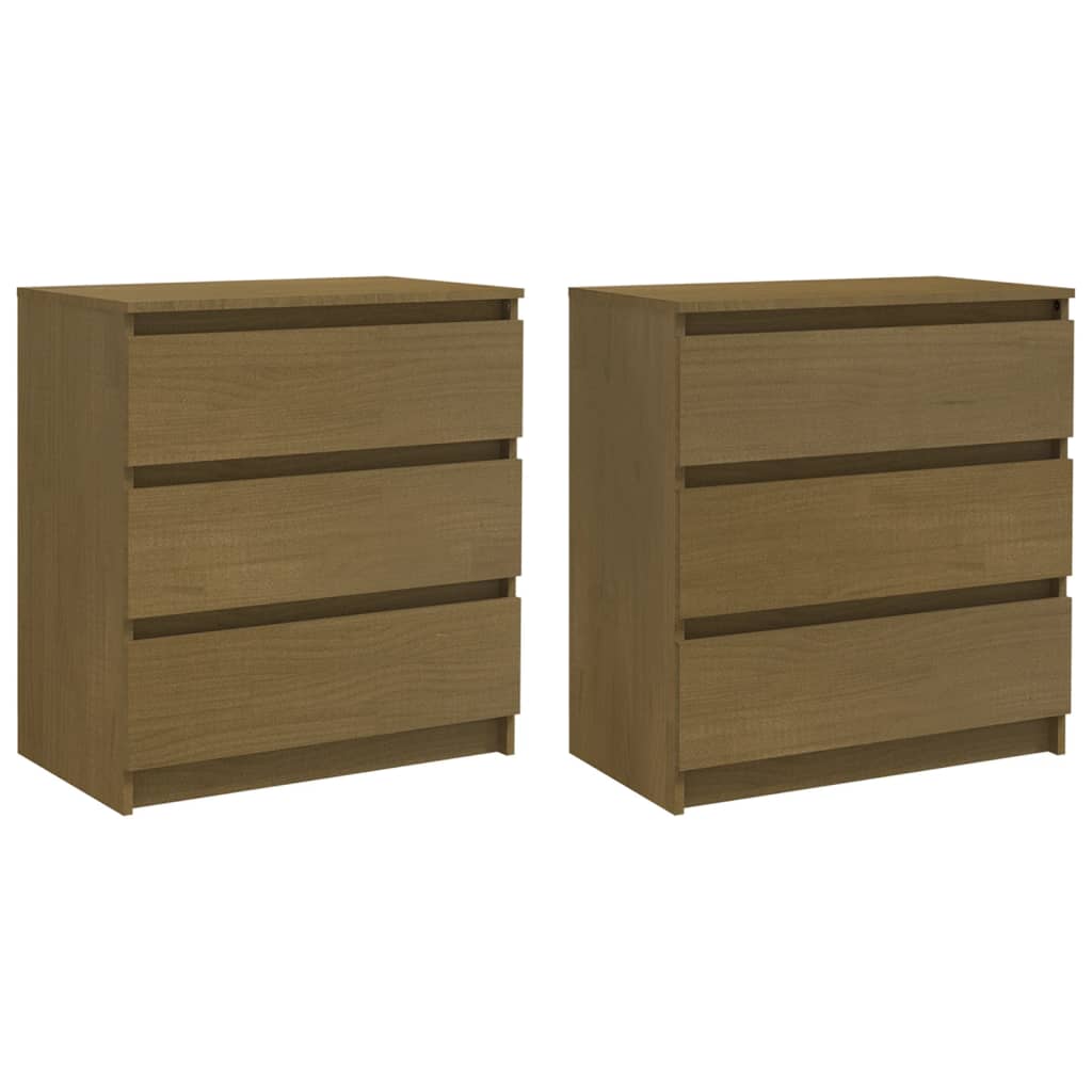 Bedside Cabinets 2 pcs Honey Brown 60x36x64 cm Solid Pinewood