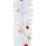 Christmas Garland Decorated with Baubles White 5 m