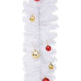 Christmas Garland Decorated with Baubles White 10 m