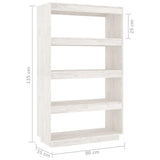 Book Cabinet/Room Divider White 80x35x135 cm Solid Pinewood