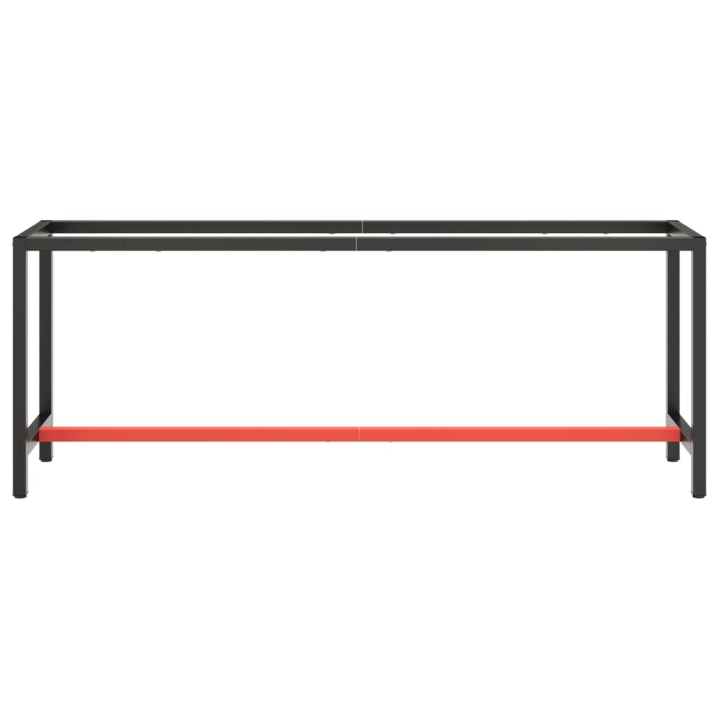 Work Bench Frame Matte Black and Matte Red 210x50x79 cm Metal