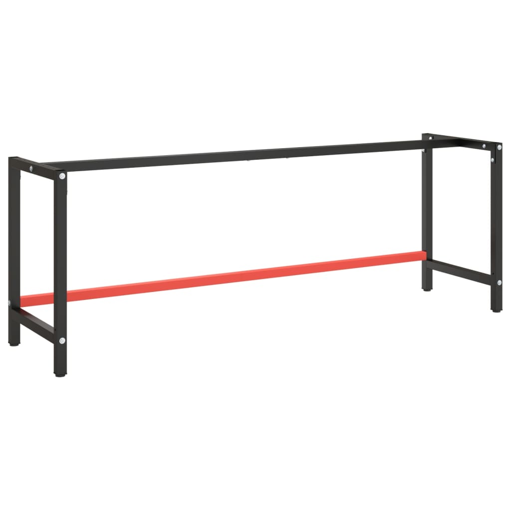 Work Bench Frame Matte Black and Matte Red 220x57x79 cm Metal