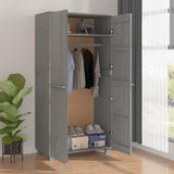 Wardrobe HAMAR Light Grey 89x50x180 cm Solid Wood Pine