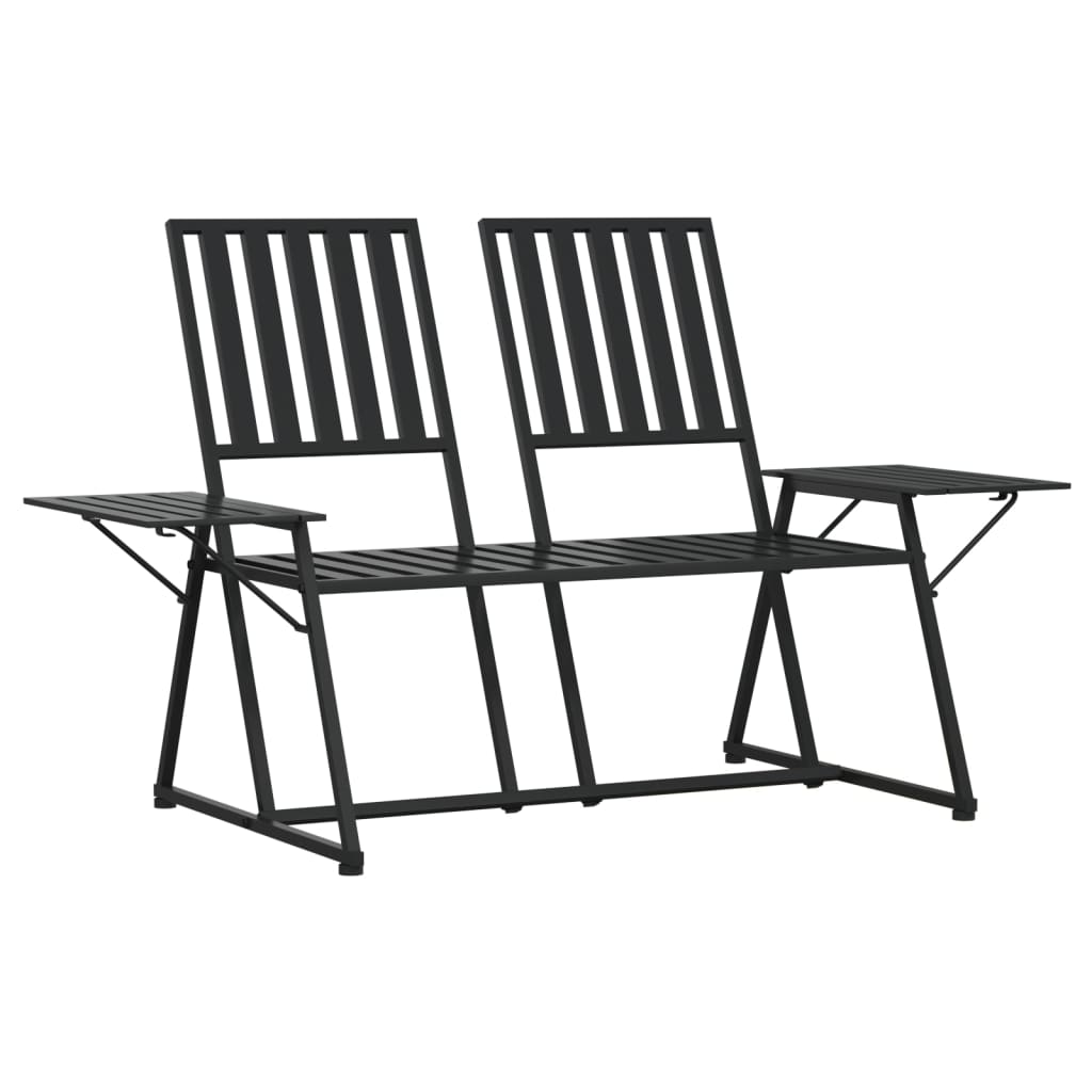 2-Seater Garden Bench 165 cm Black Steel