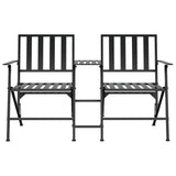 Folding 2-Seater Garden Bench 137 cm Black Steel