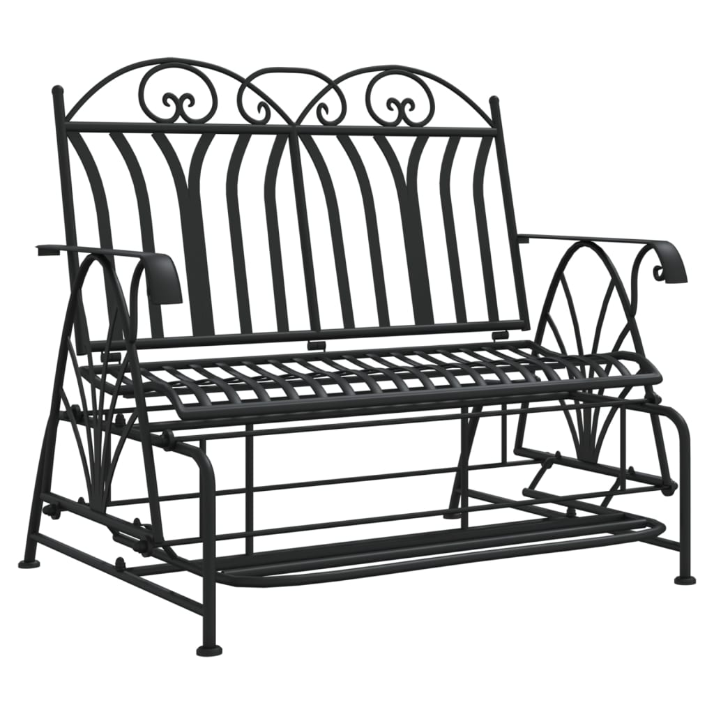 2-Seater Glider Bench 114 cm Black Steel