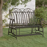 2-Seater Glider Bench 114 cm Black Steel