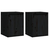 Wall Cabinets 2 pcs Black 30x30x40 cm Solid Wood Pine