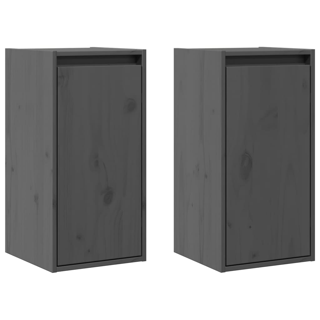 Wall Cabinets 2 pcs Grey 30x30x60 cm Solid Wood Pine