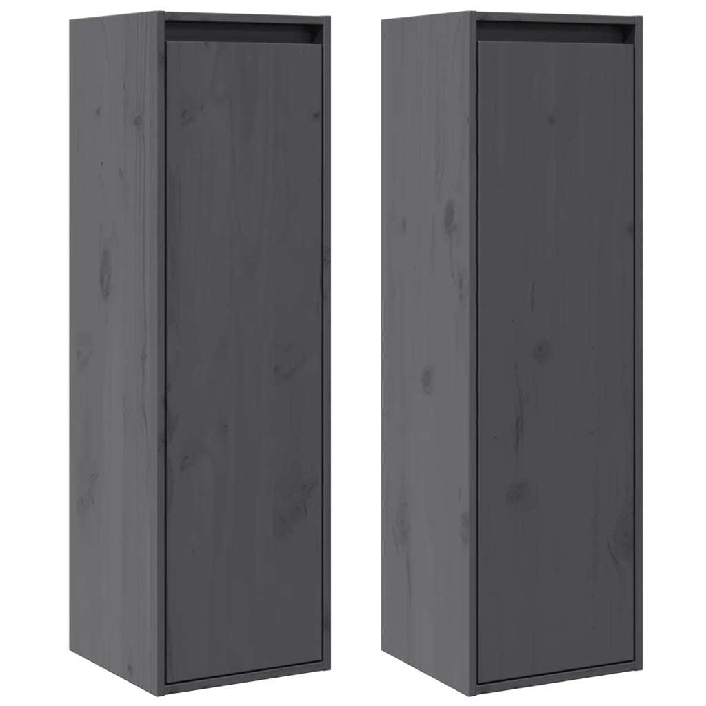 Wall Cabinets 2 pcs Grey 30x30x100 cm Solid Pinewood