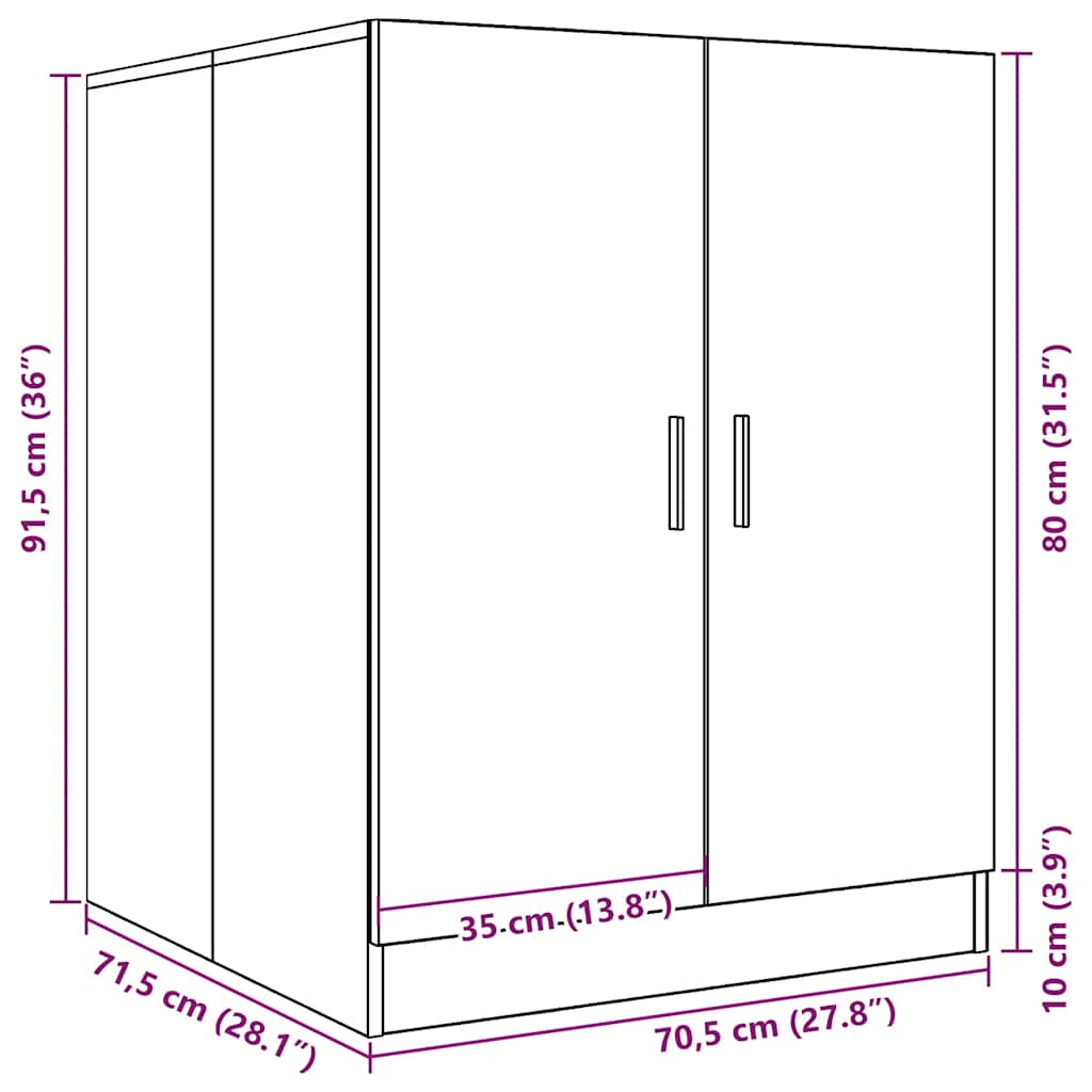 Washing Machine Cabinet Brown Oak 71x71.5x91.5 cm