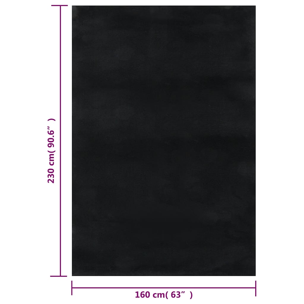 Washable Rug Soft Shaggy 160x230 cm Anti Slip Black