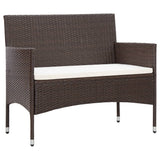 Garden Bench with Cushion Poly Rattan Brown