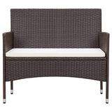 Garden Bench with Cushion Poly Rattan Brown