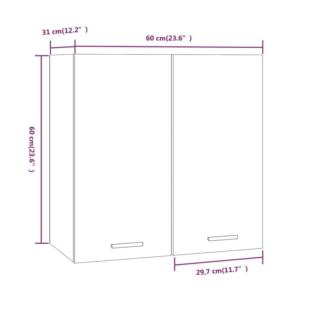 Hanging Cabinet Lyon Smoked Oak 60x31x60 cm Engineered Wood