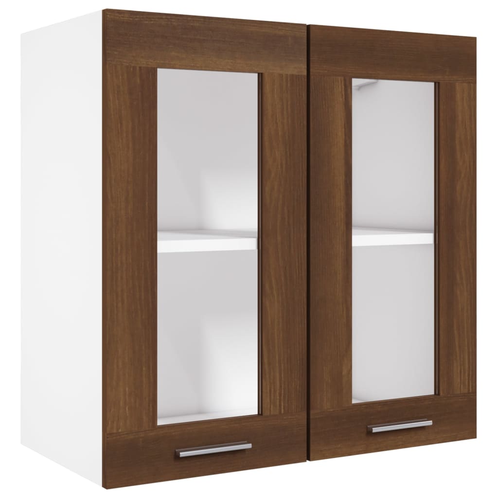 Hanging Glass Cabinet Lyon Brown Oak 60x31x60 cm Engineered Wood