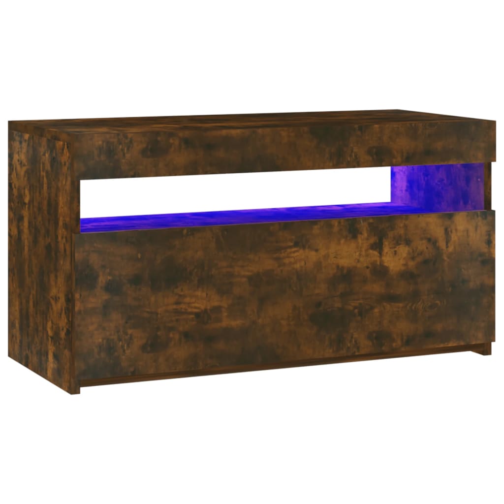 TV Cabinet with LED Lights Smoked Oak 75x35x40 cm