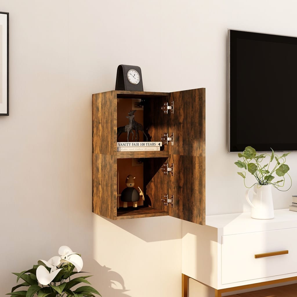 Wall Mounted TV Cabinet 2 pcs Smoked Oak 30.5x30x30 cm