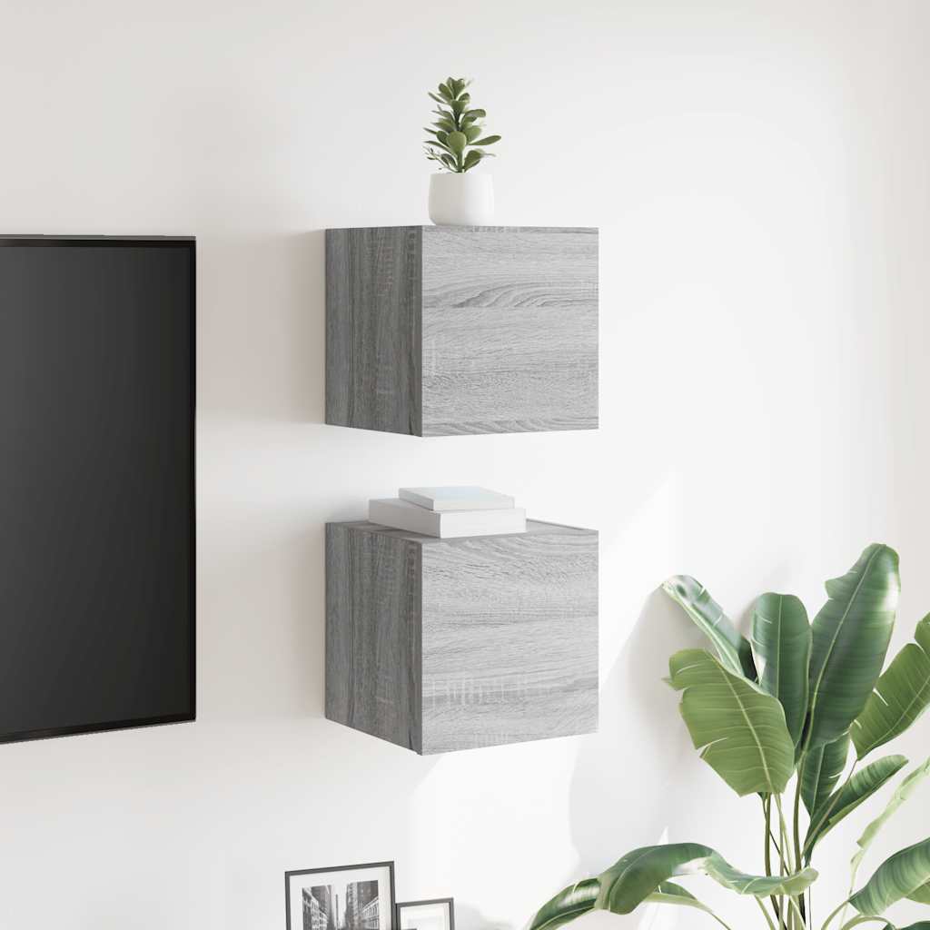 Wall Mounted TV Cabinet 2 pcs Grey Sonoma 30.5x30x30 cm