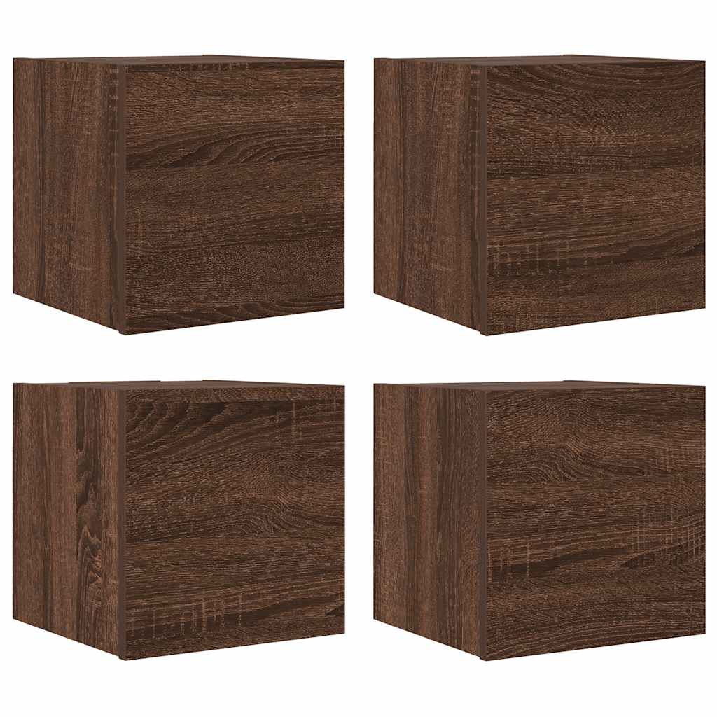 Wall Mounted TV Cabinet 4 pcs Brown Oak 30.5x30x30 cm