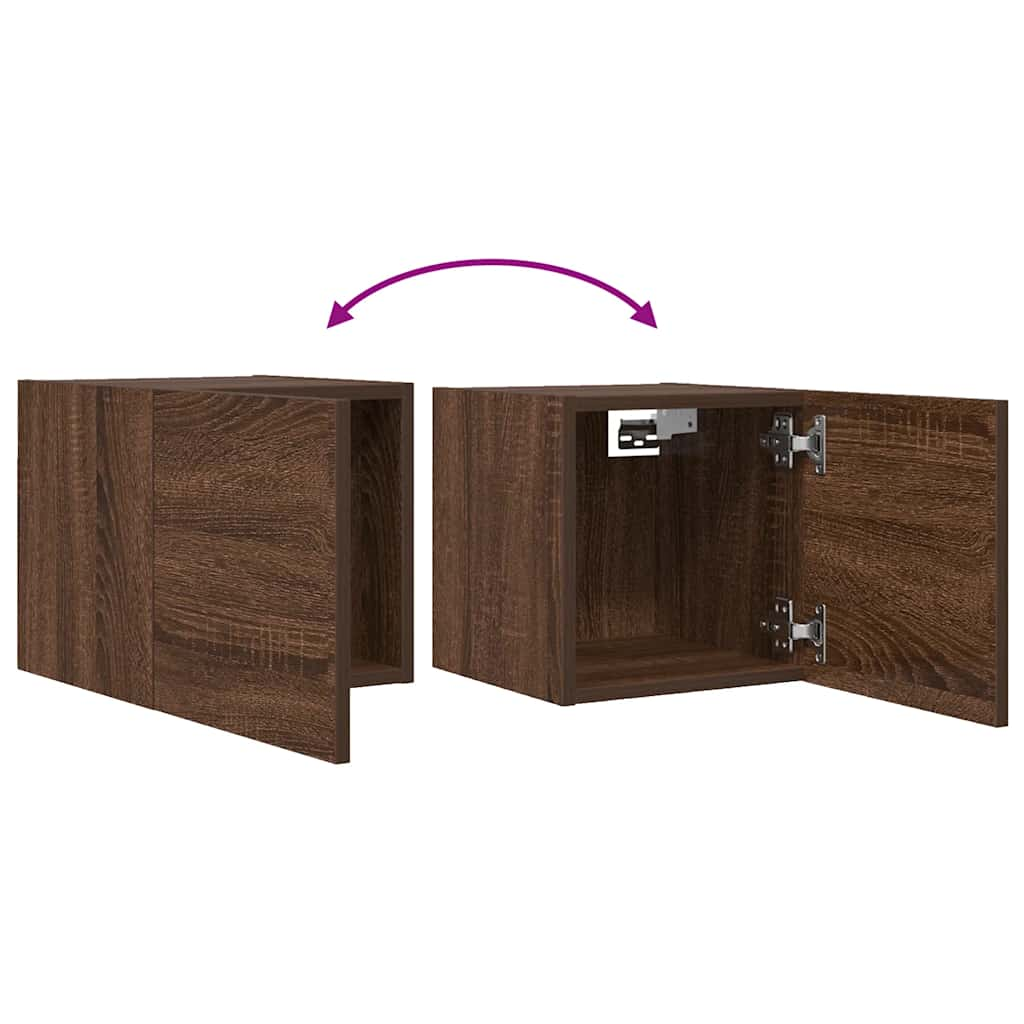 Wall Mounted TV Cabinet 4 pcs Brown Oak 30.5x30x30 cm