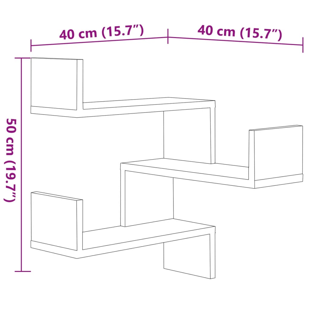 Wall Corner Shelves 2 pcs Brown Oak 40x40x50 cm Engineered Wood