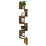 Wall Corner Shelf Smoked Oak 20x20x127.5 cm Engineered Wood