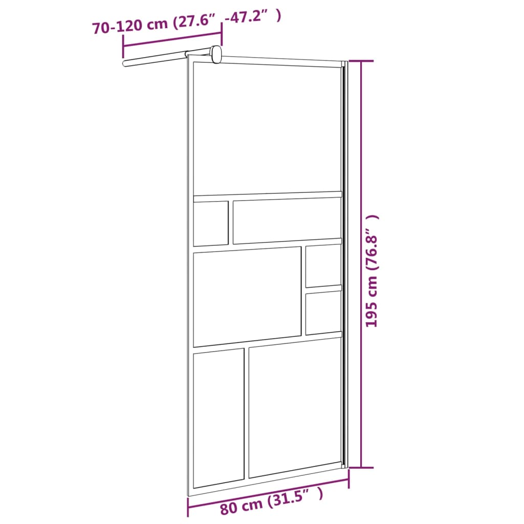 Walk-in Shower Wall 80x195 cm ESG Glass White