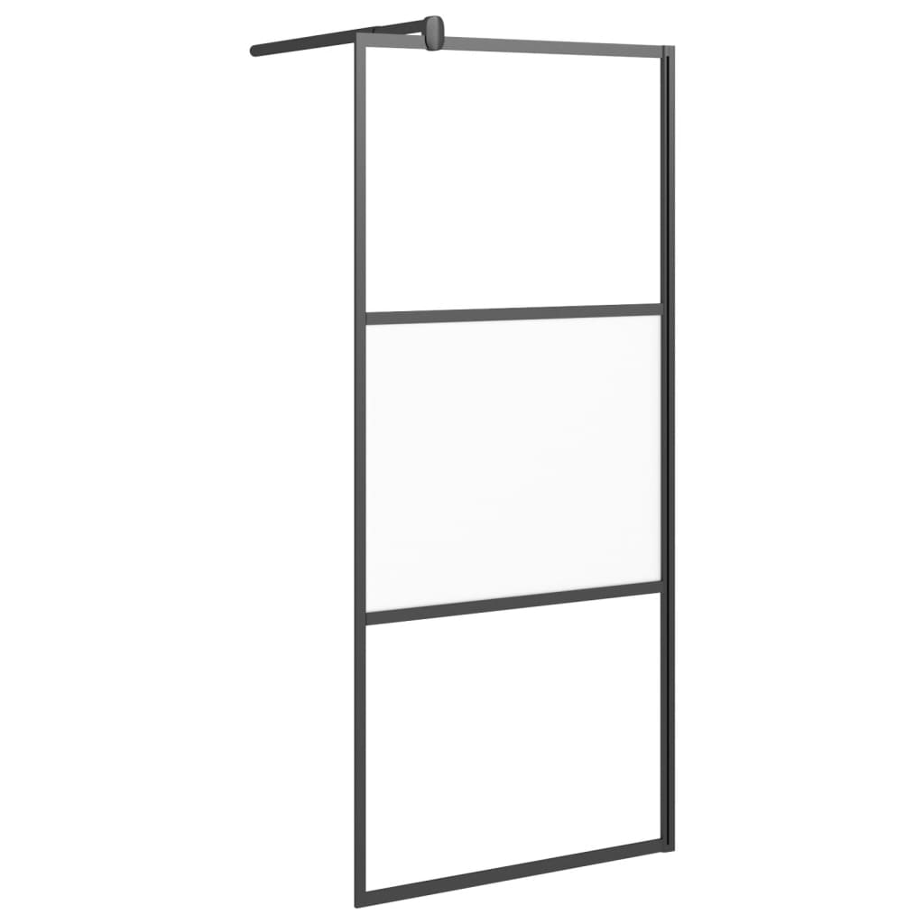 Walk-in Shower Wall 80x195 cm Half Frosted ESG Glass Black