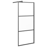 Walk-in Shower Wall 80x195 cm Half Frosted ESG Glass Black