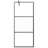 Walk-in Shower Wall 80x195 cm Half Frosted ESG Glass Black