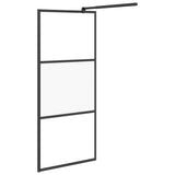 Walk-in Shower Wall 80x195 cm Half Frosted ESG Glass Black